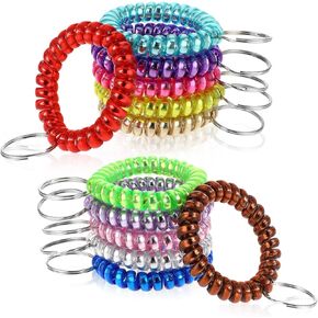 Molain 12 Colors Spring Wrist Keychain Coil Bracelets Keychain Flexible Spiral Wrist Coil Stretchable Wrist Band Wristlet Keychain Bracelet Wrist Coil for Sauna Gym Pool ID Badge and Outdoor Sports