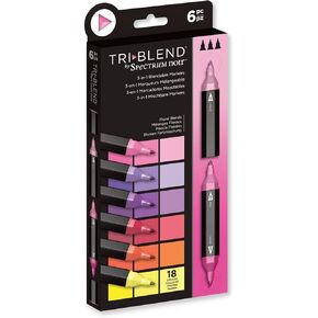Crafter's Companion Spectrum Noir Triblend Alcohol 3 Marker Pens-Floral Blends-Pack of 6