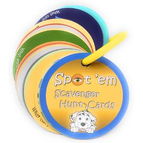 Spot'em Toddler Scavenger Hunt Cards–Indoor Play; First Preschool Game for Kids 2+; Kids Learn Colors, Numbers, Shapes, Letters, and Other Early Education Skills; Spot It; Travel Sized