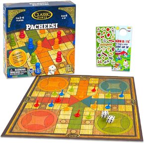 Parcheesi Board Game Set - Family Game Night Bundle with Original Parcheesi, Stickers, More | Multiplayer Board Game Pack