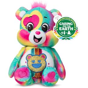 Care Bears 9" Glitter Good Vibes Bear - Tie-Dye Multicolored, Made from Recycled Materials! – Good for Girls and Boys, Collectors, Ages 4+