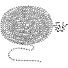 PATIKIL 120 Inch 304 Stainless Steel Ball Chain, 3mm Ball Chain Bead with 18 Pcs Matching Connector Clasp for Necklace Hanging, Tag Rings, DIY Crafts