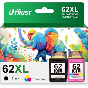 LEMERO UTRUST 62XL Ink Cartridges Combo Pack Remaufactured Replacement for HP 62XL Ink Cartridges Black and Color for HP Envy 7640 5540 5640 7645 5560 for Officejet 5740 5745 200 250 Printer 2 Pack