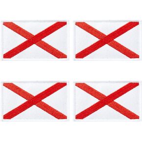 4Pcs Alabama State Flag Patches, Hook and Loop Embroidered Armband Flag Tactical Patches for Backpacks Hat Clothing Jackets.