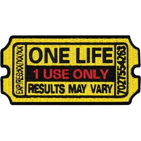 One Life Results May Vary Ticket Patch Embroidered Morale Applique Iron On Sew On Emblem