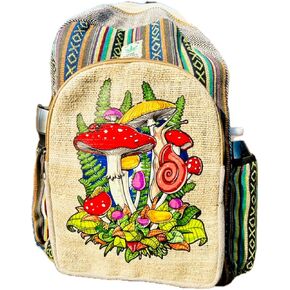 Handmade Unique Design Himalayan Hemp Cotton Backpack 17 IN Large Hippie, Festival, Hiking & Tablet Laptop Backpack Bag - Made In Mt. Everest Country Nepal