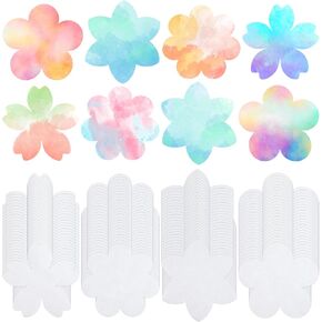 Motipuns 100 Pcs Color Diffusing Paper Flowers Shape Color Diffusing Leaves 6 Inches Tissue Paper Leaves, Includes 4 Shapes for Personal Home Decoration Projects Writing DIY Greeting Cards