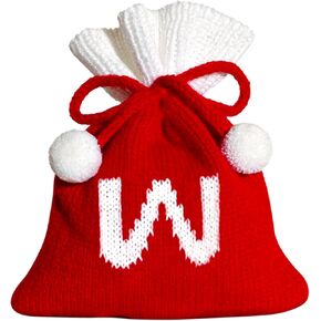 Christmas Monogram Bag for Gifts Drawstring Small Christmas Knitted Gift Bag Christmas Candy Bag for Christmas Party Home Holiday Favor Supplies Letter b