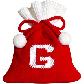 Christmas Monogram Bag for Gifts Drawstring Small Christmas Knitted Gift Bag Christmas Candy Bag for Christmas Party Home Holiday Favor Supplies Letter b in Kuwait