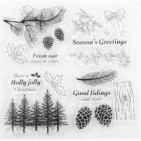 Woodland Pine Trees Clear Stamps for Card Making or Journaling Christmas Pinecones Silicone Stamps Evergreen for Scrapbooking Photo Album Gift Tags and Other Paper Crafts Decoration