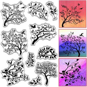 CRASPIRE Plant Clear Stamps Vintage Leaf Lavender Reusable Transparent Silicone Stamp Seals for Journaling Card Making Decor DIY Scrapbooking Photo Album Decorative Stamp Sheets