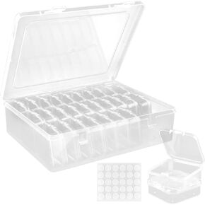 HONUTIGE Bead Organizer Box, 30Pcs Small Clear Bead Plastic Storage Containers Portable Art Storage Case Mini Bead Organizers Jewelry Beads Storage Box Set for Bracelet Making DIY Jewelry Craft Nail