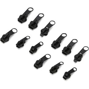 6Pcs Black Zipper Repair Kit Universal Instant Zipper Fixer with Metal Slide Fix Any Instantly 3 Different Zipper Sizes Sewing Fasteners Sewing Notions and Supplies