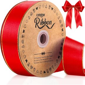 Lyrow 100 Yards Purple Satin Ribbon with Gold Edges 1.5 Inch Gold Border Fabric Ribbons Funeral Ribbon for Gift Wrapping DIY Crafts Wedding Shower Corsage Bible Decoration Bows Bouquet