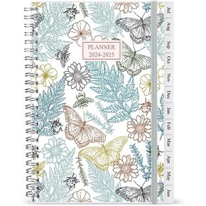 2024-2025 Planner - Weekly and Monthly Planner Runs from Jul 2024 to Jun 2025, 7" x 10", 12 Monthly Tabs, Notes Pages, Inner Pocket, 2024-2025 weekly planner spiral bound Flexible Cover, Butterfly