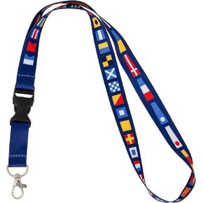 Desert Cactus Nautical Boating Lanyard Badge ID Car Keys Keychain Souvenir Holder Nurse Doctor Teacher Office Detachable Breakaway Snap Buckle (Nautical Flag)
