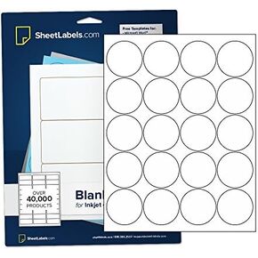 ملصقات مستديرة بيضاء لامعة مقاس 2 بوصة، للطابعات النافثة للحبر فقط، المزيد من الملصقات لكل ورقة، 500 ملصق in Kuwait