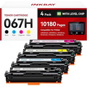 067H 067 Toner Cartridge Set with Chip High Capacity Compatible for Canon 067H Toner for Canon Color imageCLASS MF656Cdw MF654Cdw MF653Cdw LBP633Cdw LBP632Cdw MF650C LBP630C Printer Ink Black 4 Pack