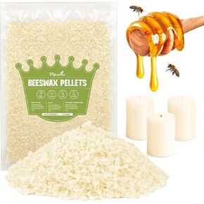VIPwax White Beeswax Pellets 1LB, 100% Organic Beeswax, Beeswax for Candle Making, Body, Skin Care DIY, Lip Balm and Soap Making Supplies