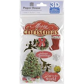 Paper House Productions STDM-0095E 3D Cardstock Stickers, Merry Christmas (3-Pack)