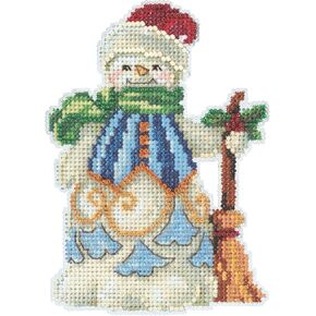 Mill Hill Clean Sweep Snowman Beaded Counted Cross Stitch Ornament Kit 2020 Jim Shore