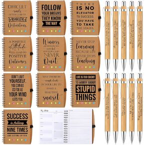 10 Sets Employee Appreciation Gifts Inspirational Spiral Weekly Planner Notebooks with Bamboo Pens and Sticky Notepads Undated To Do List for Christmas Team Teachers Coworkers Staff