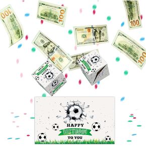 Money Pop Up Gift Box for Birthday, Unique Folding Bouncing Soccer Envelope Gift Box with Confetti, Money Surprise Box for Cash Birthday, Prank Box Pop Up Explosion, Birthday Gifts