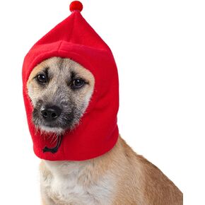 HDKUW Quiet Ears for Dogs Hat, Dog Ear Muffs Noise Protection, Plush Dog Hats Pet Ears Warm Dog Ear Cover, Winter Hat Dog Head Wrap for Small Medium Large Dogs Red S