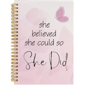 Inspirational Gifts for Women Spiral Notebook, Motivational Journal, She Believed She Could So She Did 5.5"x8.3" 164pages Lined Notebooks College Ruled for Coworker Boss Office School Supplies