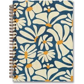Vintage Flower Aesthetic Spiral Notebook Journal,Trendy Flower Notebook for School Office Desk Accessories,College Ruled Spiral Notebook Journal for Teen Girls Student Teacher