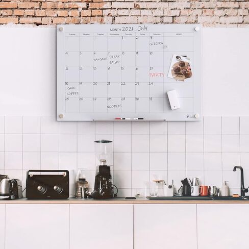 TOWON 36 x 24 Inch Glass Calendar Dry Erase Board for Wall, Magnetic Whiteboards Calendar, White Board Calendar Dry Erase for Wall, Monthly Planner Whiteboard Set, 3 x 2 Ft in Saudi Arabia