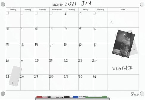 TOWON 36 x 24 Inch Glass Calendar Dry Erase Board for Wall, Magnetic Whiteboards Calendar, White Board Calendar Dry Erase for Wall, Monthly Planner Whiteboard Set, 3 x 2 Ft in Saudi Arabia