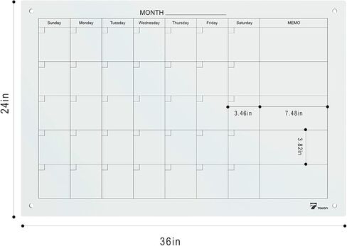 TOWON 36 x 24 Inch Glass Calendar Dry Erase Board for Wall, Magnetic Whiteboards Calendar, White Board Calendar Dry Erase for Wall, Monthly Planner Whiteboard Set, 3 x 2 Ft in Saudi Arabia
