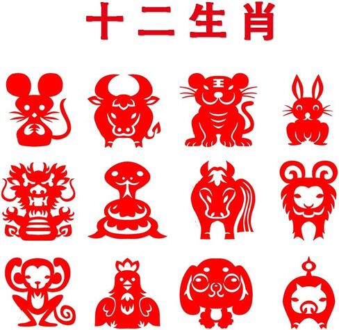 Chinese New Year Decoration - Spring Festival Paper Cutting for Window Decor, Rabbit Fu Character Paper Red Stickers for Wall and Door, Best Lucky Party Gift for Kids in Kuwait