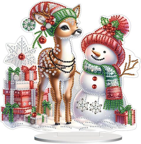 ARTopet DIY Diamond Desktop Ornaments Christmas Snowman Diamond Art Painting Tabletop Ornaments Single Sided Diamond Design Home Decor-Snowman04 in Kuwait