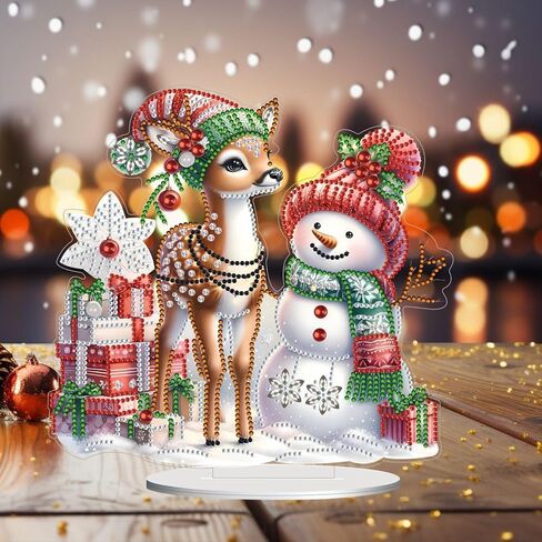 ARTopet DIY Diamond Desktop Ornaments Christmas Snowman Diamond Art Painting Tabletop Ornaments Single Sided Diamond Design Home Decor-Snowman04 in Kuwait