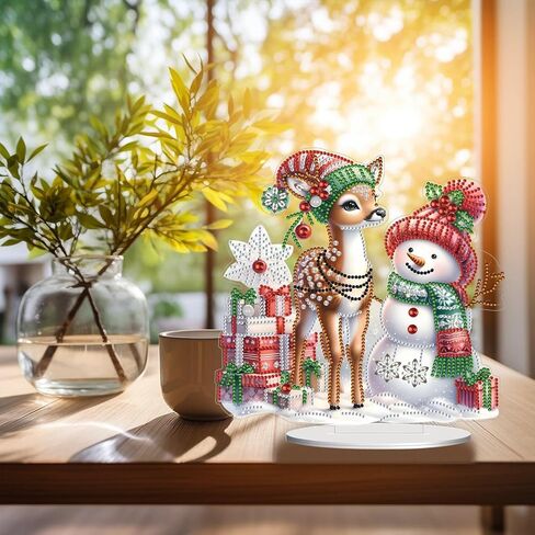 ARTopet DIY Diamond Desktop Ornaments Christmas Snowman Diamond Art Painting Tabletop Ornaments Single Sided Diamond Design Home Decor-Snowman04 in Kuwait