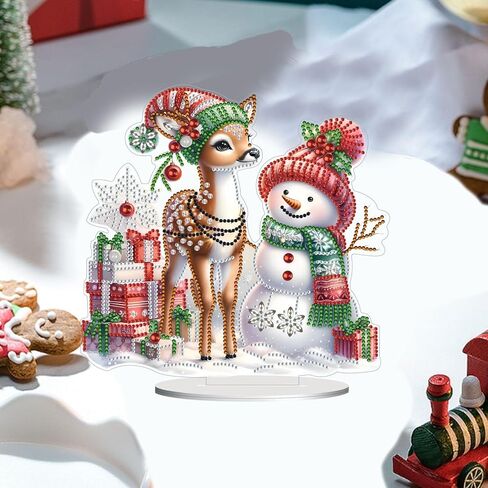 ARTopet DIY Diamond Desktop Ornaments Christmas Snowman Diamond Art Painting Tabletop Ornaments Single Sided Diamond Design Home Decor-Snowman04 in Kuwait