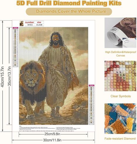 مجموعات الرسم الماسي من CEOVR Jesus، نقاط فنية ماسية لعيد الفصح للبالغين المبتدئين، حفر كامل 5D فن كريستال جوهرة DIY، مجموعات الحرف اليدوية للبالغين الفنون والحرف اليدوية، ديكور حائط للمكتب المنزلي 12 × 16 بوصة in Saudi Arabia