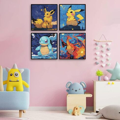Gearock 4 Pack Anime Diamond Painting Kits for Adults Beginner, Starry Night 5D DIY Cute Cartoon Small Diamond Art Kits for Birthday Halloween Christmas Gifts, Big Gem Art Kits, 6x6 Inch in Saudi Arabia