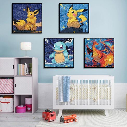 Gearock 4 Pack Anime Diamond Painting Kits for Adults Beginner, Starry Night 5D DIY Cute Cartoon Small Diamond Art Kits for Birthday Halloween Christmas Gifts, Big Gem Art Kits, 6x6 Inch in Saudi Arabia