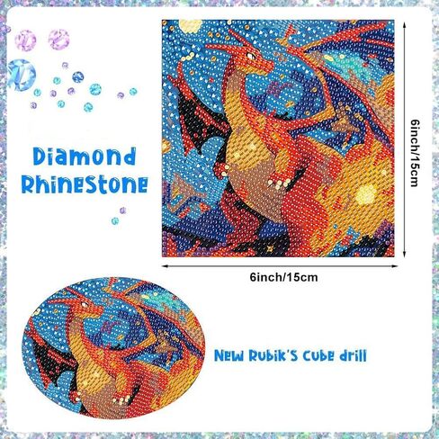 Gearock 4 Pack Anime Diamond Painting Kits for Adults Beginner, Starry Night 5D DIY Cute Cartoon Small Diamond Art Kits for Birthday Halloween Christmas Gifts, Big Gem Art Kits, 6x6 Inch in Saudi Arabia