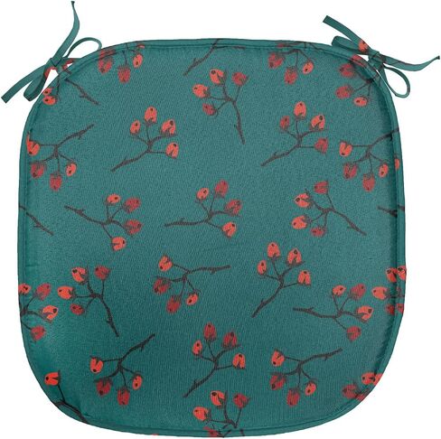 Ambesonne Winter Chair Seating Cushion Set of 4, Deer Silhouettes with Blossoming Flowers Abstract Christmas Nature, Anti-Slip Seat Padding for Kitchen & Patio, 16"x16", Olive Green Pale Green in Saudi Arabia