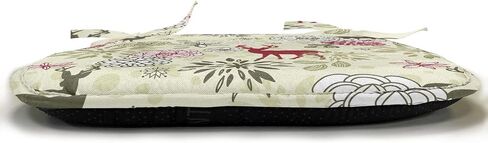 Ambesonne Winter Chair Seating Cushion Set of 4, Deer Silhouettes with Blossoming Flowers Abstract Christmas Nature, Anti-Slip Seat Padding for Kitchen & Patio, 16"x16", Olive Green Pale Green in Saudi Arabia
