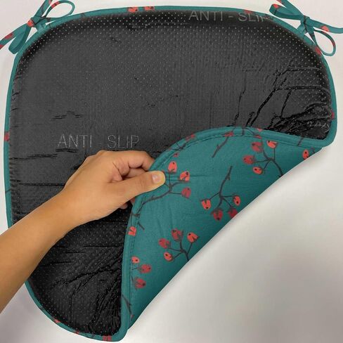 Ambesonne Winter Chair Seating Cushion Set of 4, Deer Silhouettes with Blossoming Flowers Abstract Christmas Nature, Anti-Slip Seat Padding for Kitchen & Patio, 16"x16", Olive Green Pale Green in Saudi Arabia