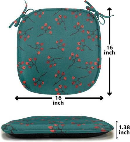 Ambesonne Winter Chair Seating Cushion Set of 4, Deer Silhouettes with Blossoming Flowers Abstract Christmas Nature, Anti-Slip Seat Padding for Kitchen & Patio, 16"x16", Olive Green Pale Green in Saudi Arabia
