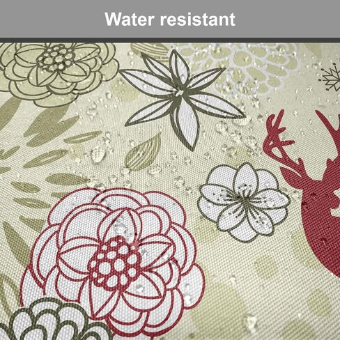 Ambesonne Winter Chair Seating Cushion Set of 4, Deer Silhouettes with Blossoming Flowers Abstract Christmas Nature, Anti-Slip Seat Padding for Kitchen & Patio, 16"x16", Olive Green Pale Green in Saudi Arabia