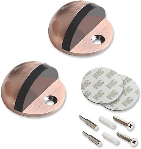 Door Stopper (2 Pack) Stainless Steel Floor Mounted Door Stop, Can be Drilled or Drill-Free 3M Adhesive, Doorstop for Hotel Home Restaurant, in Floor Mount Half Dome Door Stopper (Black) in Saudi Arabia