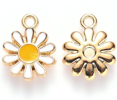 Beadthoven 100pcs Flower Enamel Charms Cherry Blossom Flower Daisy Flower Pendants Gold Plated Small Cute Flower Pendants Bulk for Jewelry Making Bracelet Necklace Earrings Keychain DIY Accessories in Saudi Arabia