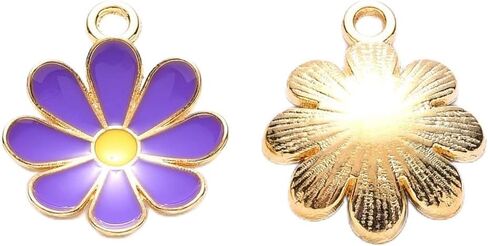 Beadthoven 100pcs Flower Enamel Charms Cherry Blossom Flower Daisy Flower Pendants Gold Plated Small Cute Flower Pendants Bulk for Jewelry Making Bracelet Necklace Earrings Keychain DIY Accessories in Saudi Arabia